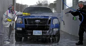 Men Washing a Car